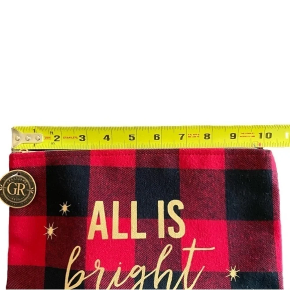 ALL IS MERRY & BRIGHT Cosmetic Toiletries Bag Red and Black Buffalo Plaid NWT